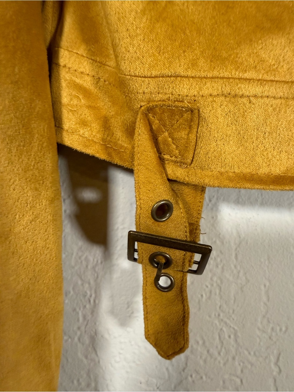 Women’s Mustard Yellow Moto Jacket Suede Large - Picture 7 of 10